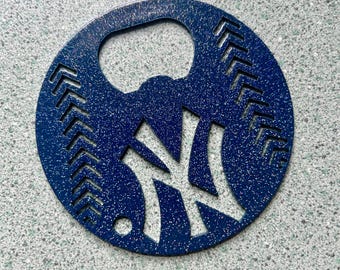 Major Baseball League Bottle Opener Custom Metal Yanks NY Ball Shaped Fun Gift Idea Man Cave Bar Yankees Father Day Sports MLB Unique NYY