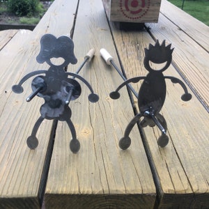 Custom BBQ Accessory, Marshmallow Hotdog Sausage Roasters, 2 Styles, Cartoon and Adult BBQ Buddies, Priced per Pair!  18" overall length!