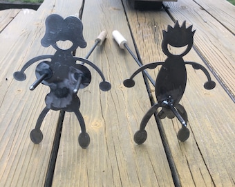 Custom BBQ Accessory Grilling S'mores Marshmallows Hotdog Sausage Roasters Cartoon OR Adult Bar-B-Que Buddies Priced per Pair 18" Length