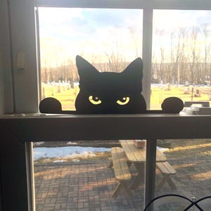 Cat Window Decoration Cat Lover Decor Silly Kitty Decor Cute Cat Shelf Black Cat Gift Idea Halloween Spooky Pussy Cat Lady Wine