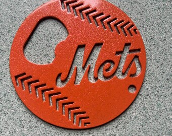 Major Baseball League Bottle Opener Custom Metal Mets NY Ball Shaped Fun Gift Idea Man Cave Bar Restaurant Fathers Day Sports MLB Unique