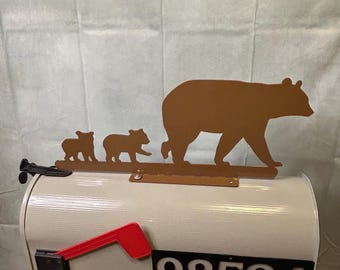 Bear Cubs Mailbox Topper Unique Gift Idea House Warming Fun Custom Decorative Rural Mail Farm Life Suburbs Living Bear Country Cute Fun