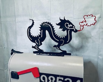 Dragon Mailbox Topper Unique Gift Idea Custom Home Decor Outdoor Post Mail Middle Ages Whimsy to your home Decoration Cute Funny Attractive