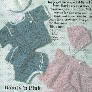 Vintage Little Boy Blues and Dainty Pink Baby Outfits Crochet Pattern
