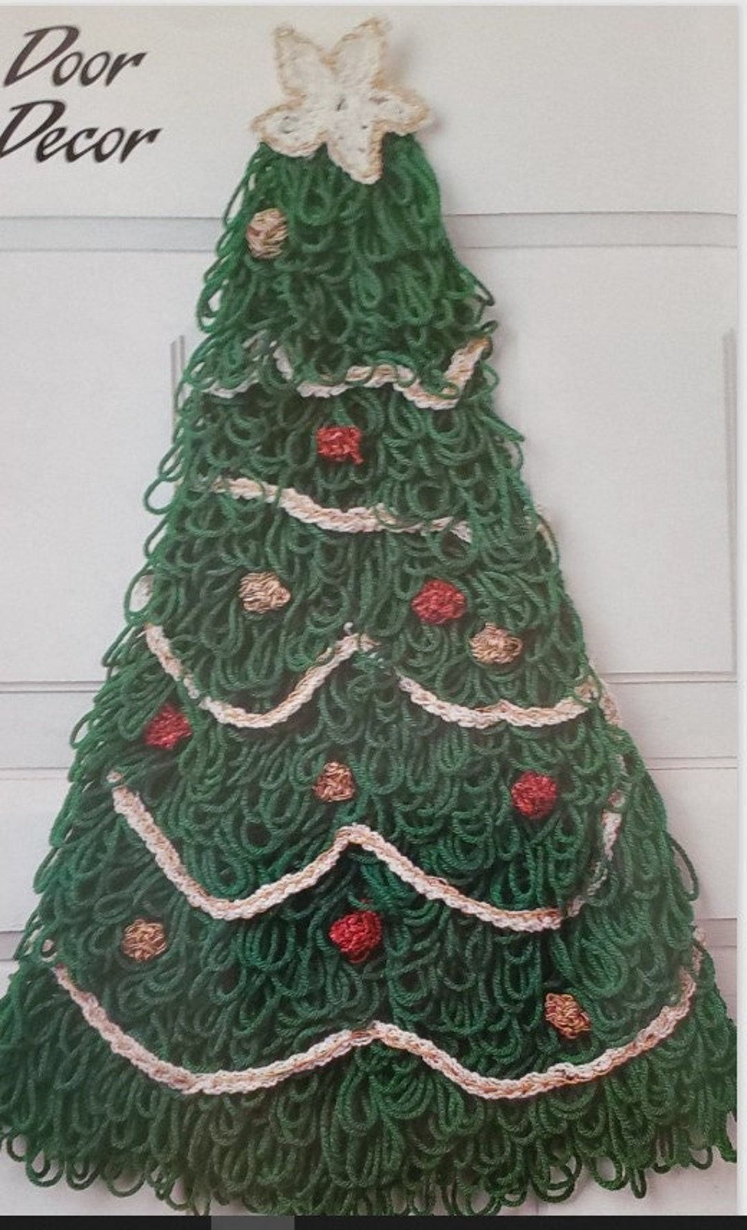 Vintage Crochet Christmas Tree Door Decor Pattern - Etsy