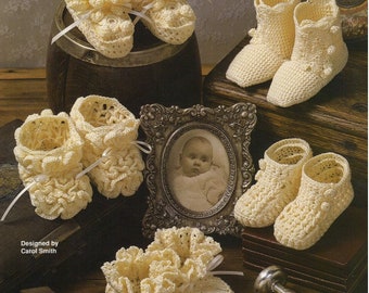 Vintage Crochet Heirloom Baby Booties Pattern