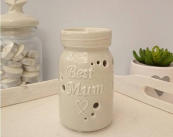 Best mum wax and oil burner, best mum ceramic wax burner, pink, grey, white, Gifts for mum, Damaged box