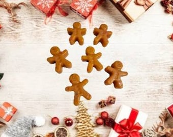 Gingerbread men Wax Melt Shapes, Gingerbread shaped melts, handmade highly scented soy wax melts, Christmas stocking gift,
