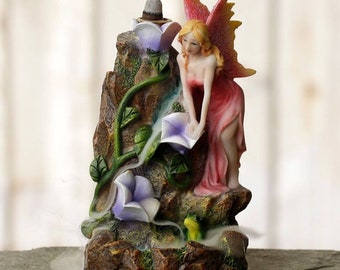 Fairy Flower Garden Waterfall Backflow Incense Burner, incense cone backburner fairy design