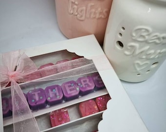 Personalised wax melt gift box, name wax melts, personalised name, alphabet Wax Melt names, alphabet wax melts