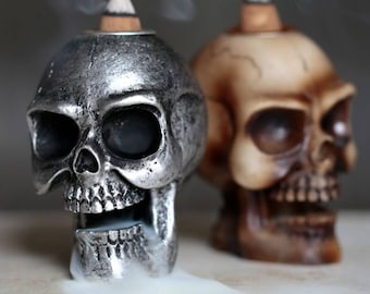 Skull backflow incense burner, Skull waterfall incense cone backburner, Skull Gifts