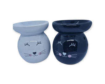 Cat face wax burner, cat wax burners, black and white, DAMAGED BOX