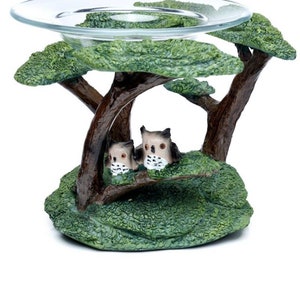 Owl with Tree Oil and Wax Burner with Glass Dish, owl gifts, DAMAGED BOX