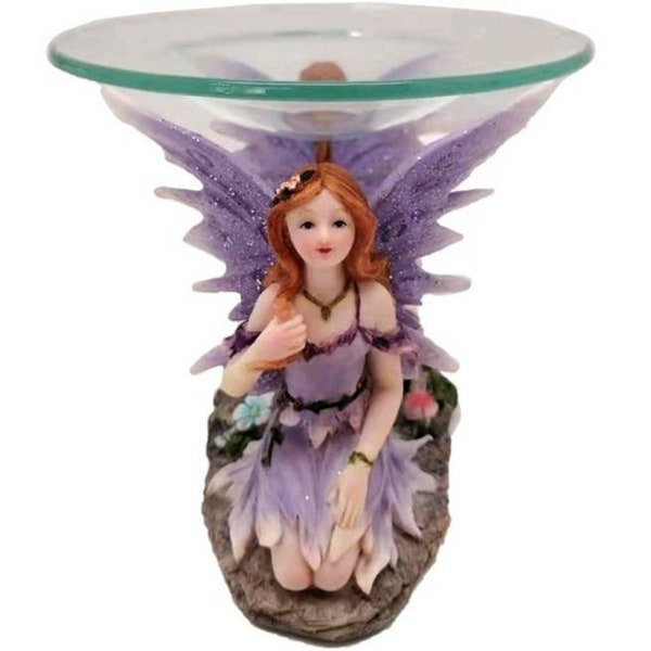fairy wax burner Enchanted meadow flower fairy with glass dish