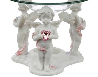 Peace of heaven wax and oil burner, Peace of Heaven Call of the Heart Cherub Angel Oil & Wax Burner with Glass Dish,