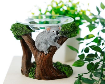 Koala Wax Burner with Glass Dish, koala with Tree wax and oil burner