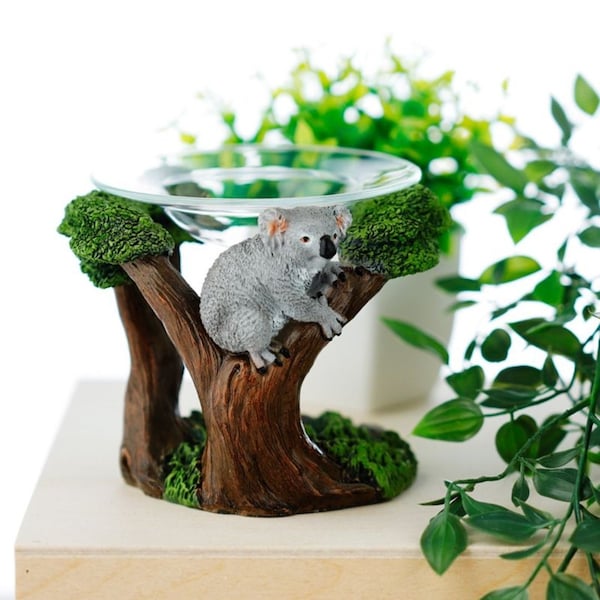 Koala Wax Burner with Glass Dish, koala with Tree wax and oil burner