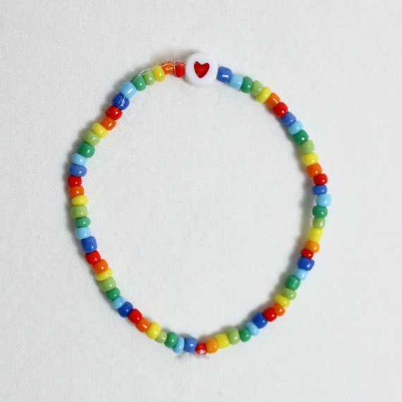 Seed Beaded LOVE Bracelet with Hearts - Mint - Love Is Project