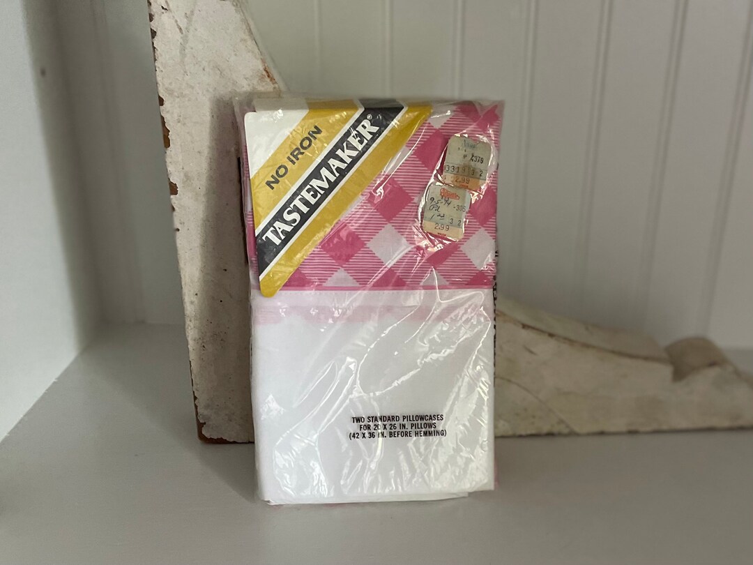 NOS Vintage Pink Gingham Pillow Cases 2 in Package Etsy