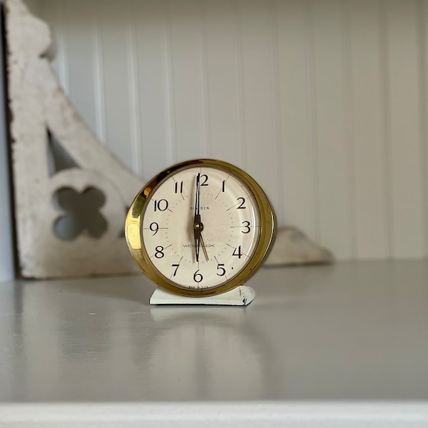 Vintage Westclox Big Ben Alarm Clock | White & Gold (5 inch)