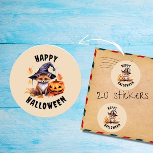 Pack d'autocollants renards d'Halloween, jolies étiquettes de courrier rondes mates, mignonnes, coupées individuellement, fournitures pour correspondance pour décorer les enveloppes