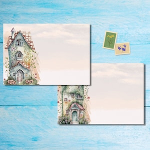 Pacote de envelopes Tall Houses com 5 ou 10, envelopes Happy Mail para cartas de amigos por correspondência, envelopes tamanho C6 para postagem