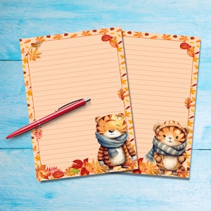 Papel para escrever letras Autumn Tiger A5, suprimentos para amigos por correspondência, folhas de papelaria com ou sem forro, papel para cartas bonito com ou sem linhas