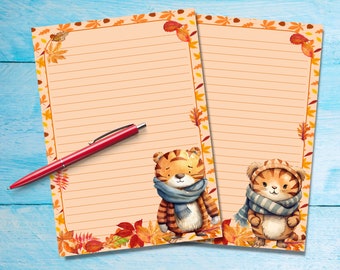 Papier à lettres Autumn Tiger A5, Fournitures de correspondance, Feuilles de notes doublées ou non de papeterie, Papier à notes mignon avec ou sans lignes