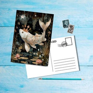 Carte postale Regal Animals Fish, carte postale magnifiquement illustrée au format A6 pour la traversée, carte postale unique avec impression d'art à encadrer