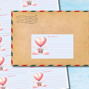 Dino Love si prega di consegnare alle etichette, 10 etichette autoadesive per foglio, adesivi rettangolari Pen pal per buste di posta felice