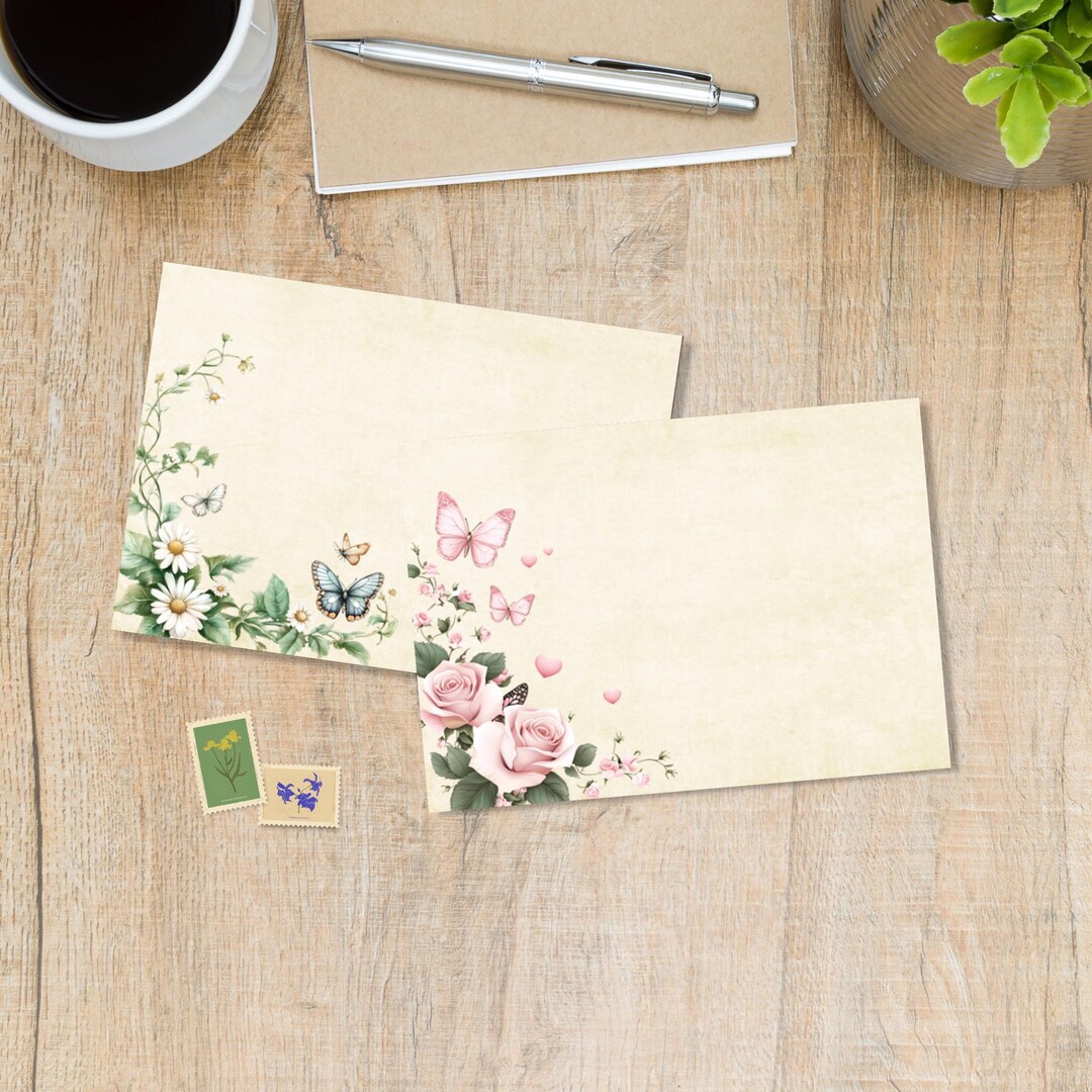 Butterfly Corners Envelopes Pack of 5 or 10, Happy Mail Envelopes for ...
