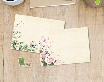 Butterfly Corners envelopes pack of 5 or 10, Happy mail envelopes for pen pals letters, C6 size post able envelopes