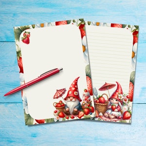 Aardbeienpicknick A5-briefbriefpapier, penvriendje briefpapier, gelinieerd of ongevoerd schattig briefpapier briefvellen, papier voor penvrienden