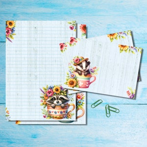 Set di cancelleria con tazze estive carine in formato A5, fogli e buste per scrivere con posta ordinaria, pacco di lettere con o senza righe, carta da lettere carina, articoli per amici di penna,