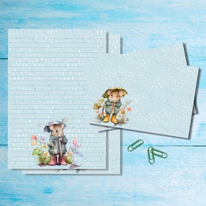 Conjunto de papelaria April Showers, papel para escrever cartas A5 com envelopes combinando, kit de suprimentos para amigos por correspondência, folhas pautadas/sem pauta