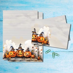 Set di cancelleria Pumpkin Row, carta da lettere A5 con buste abbinate, articoli per amici di penna, kit per posta ordinaria, fogli a righe/non a righe