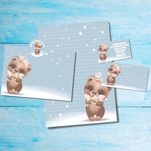 Bear Hugs abbinato al kit di lettere per posta ordinaria/penpal, carta da lettere A5, buste, etichette per indirizzi, etichette PDT, adesivi rotondi per posta felice
