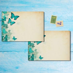 Paquete de 5 o 10 sobres con diseño de mariposas de jade, sobres de correo alegres para cartas a amigos por correspondencia, sobres de tamaño C6 con posibilidad de envío por correo.