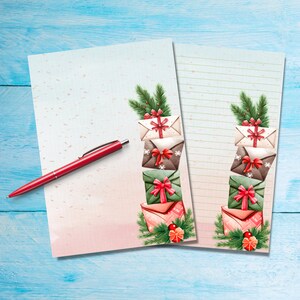 Correo para Navidad Papel para escribir cartas A5, Suministros de papelería para amigos por correspondencia, Lindas hojas de cartas de papel con o sin rayas para un correo feliz