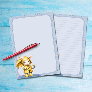 Puddles Papel para escribir cartas A5, Suministros para amigos por correspondencia, Papelería con o sin líneas, Lindo papel de notas con o sin líneas