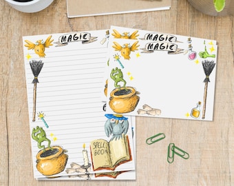 Juego de papelería Doodle Magic, papel para cartas A5 con sobres a juego, bonitos suministros para amigos por correspondencia, kit para correo postal, hojas rayadas y sin rayar