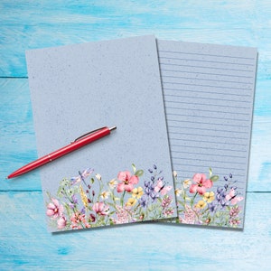 Papel para cartas tamaño A5 con diseño de flores de verano, suministros para amigos por correspondencia, hojas de papelería con o sin líneas, lindo papel para notas con o sin líneas