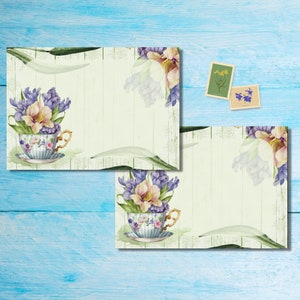 Buste Teacups in Bloom confezione da 5 o 10, buste Happy Mail per lettere di amici di penna, buste postali formato C6