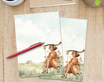 Papel de carta Daisy Days tamaño A5, ideal para enviar cartas por correo postal o para escribir a amigos por correspondencia. Disponible con o sin líneas. Paquete de 10 o 20 hojas.