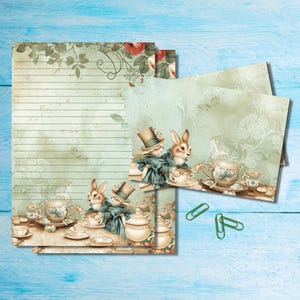 Conjunto de papelaria para festa do chá de coelhos, papel para escrever cartas A5 com envelopes combinando, kit de suprimentos para amigos por correspondência de correio tradicional, folhas pautadas/sem pauta