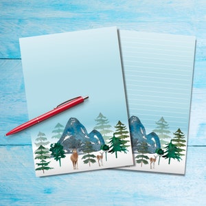 Winter Forest A5 carta da lettere da lettere, Penpal forniture, cancelleria foderata o sfoderata fogli singoli per appunti, carta per appunti carina con o senza righe