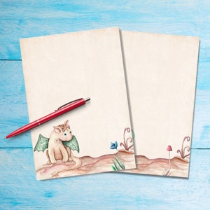 Papel para escribir cartas Dragons A5, suministros para amigos por correspondencia, hojas de cartas forradas o sin forrar, papel de notas lindo con o sin líneas