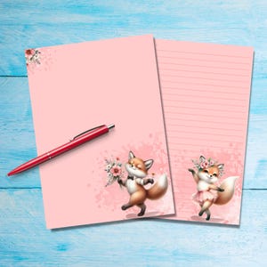 Papier à lettres A5, Renards dansants, Fournitures pour correspondants, Papeterie en feuilles avec ou sans lignes, Joli papier à lettres avec ou sans lignes