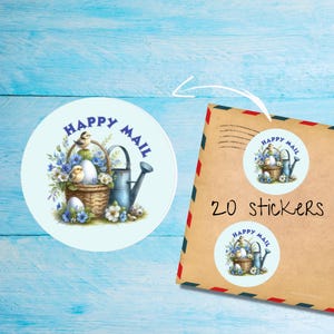 Paquete de pegatinas de cesta de primavera, bonitos sellos para sobres cortados individualmente en mate, pegatinas para álbumes de recortes, planificadores, suministros para amigos por correspondencia de Happy Mail