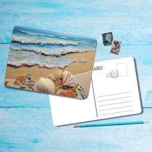 Postal de conchas (n.º 2), postal tamaño A6 con esquinas redondeadas, hermosa postal individual ilustrada de postcrossing de 14,8 cm x 10,5 cm
